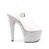 Pleaser - BEJEWELED708MS Sandale à bride à la cheville, Pole dance chaussures - Transparent Product image